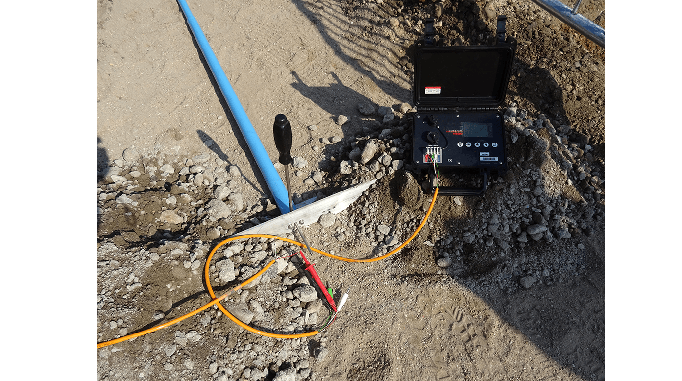 GEO-XS vibrating wire soil extensometer at embankment edge