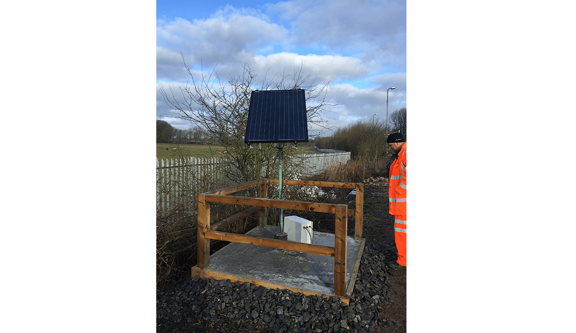 WI-SOS Gateway with solar panel in secure compound on the Chase line