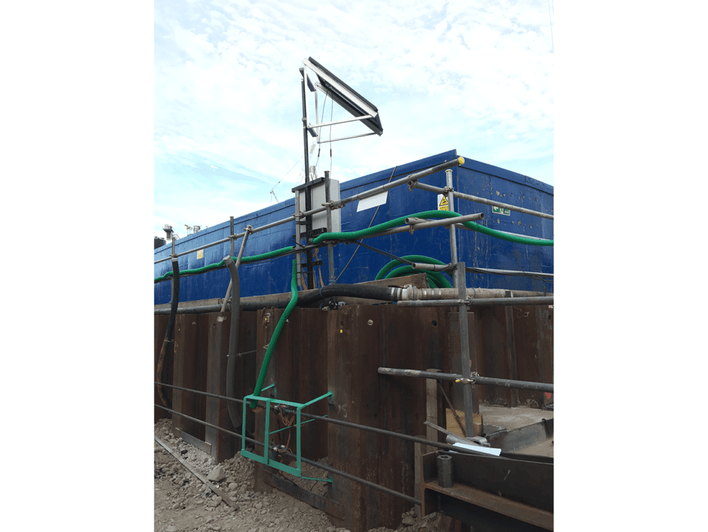 Geosense GeoLogger G8 Plus with solar panel at Battersea Power Station redevelopment site