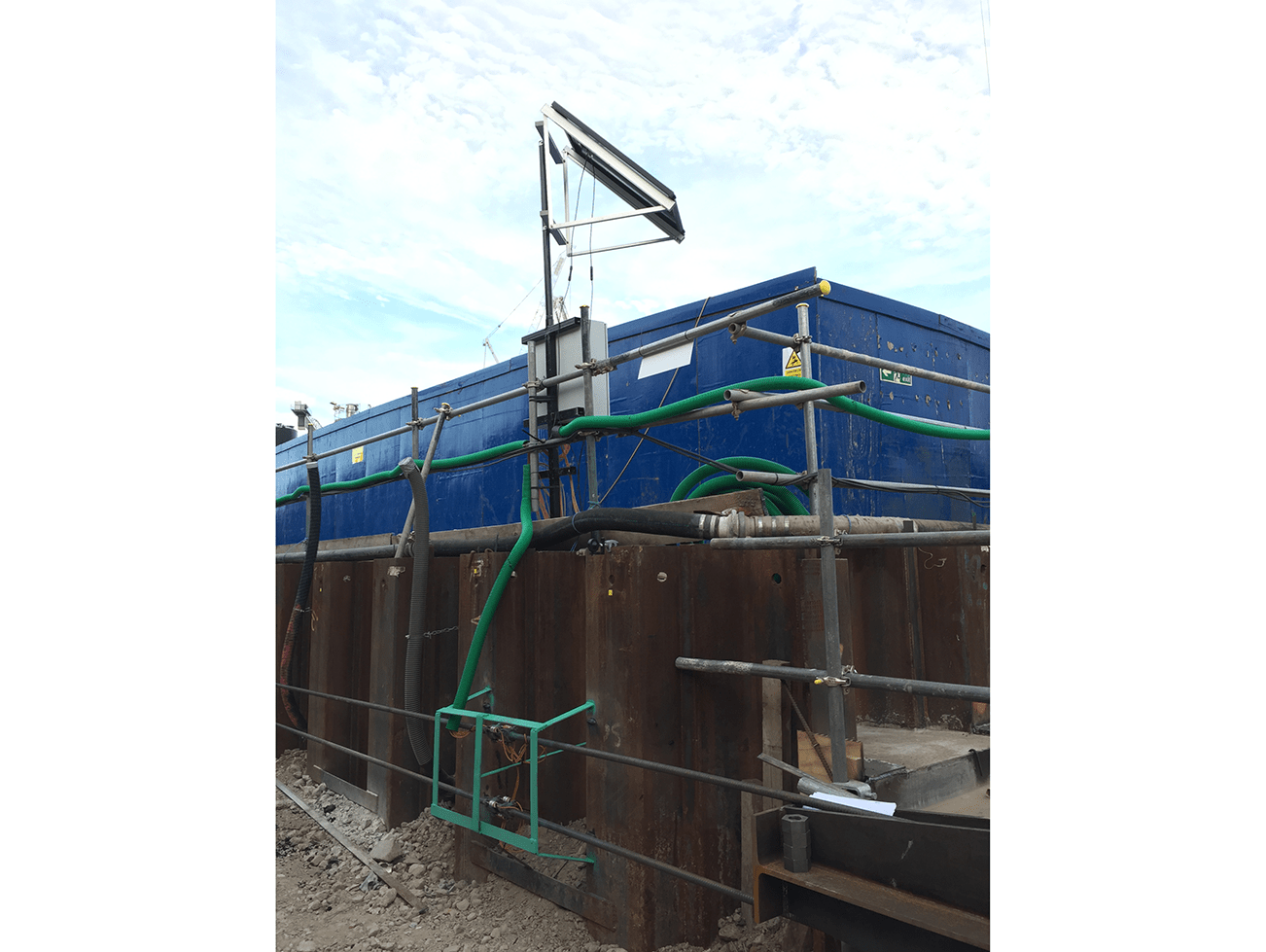 Geosense GeoLogger G8 Plus with solar panel at Battersea Power Station redevelopment site
