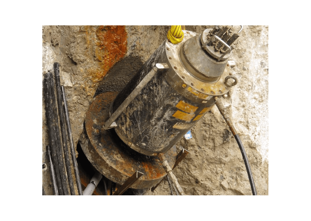 Stressing strand anchor where Geosense load cell installed during Nordhaven Metro station construction